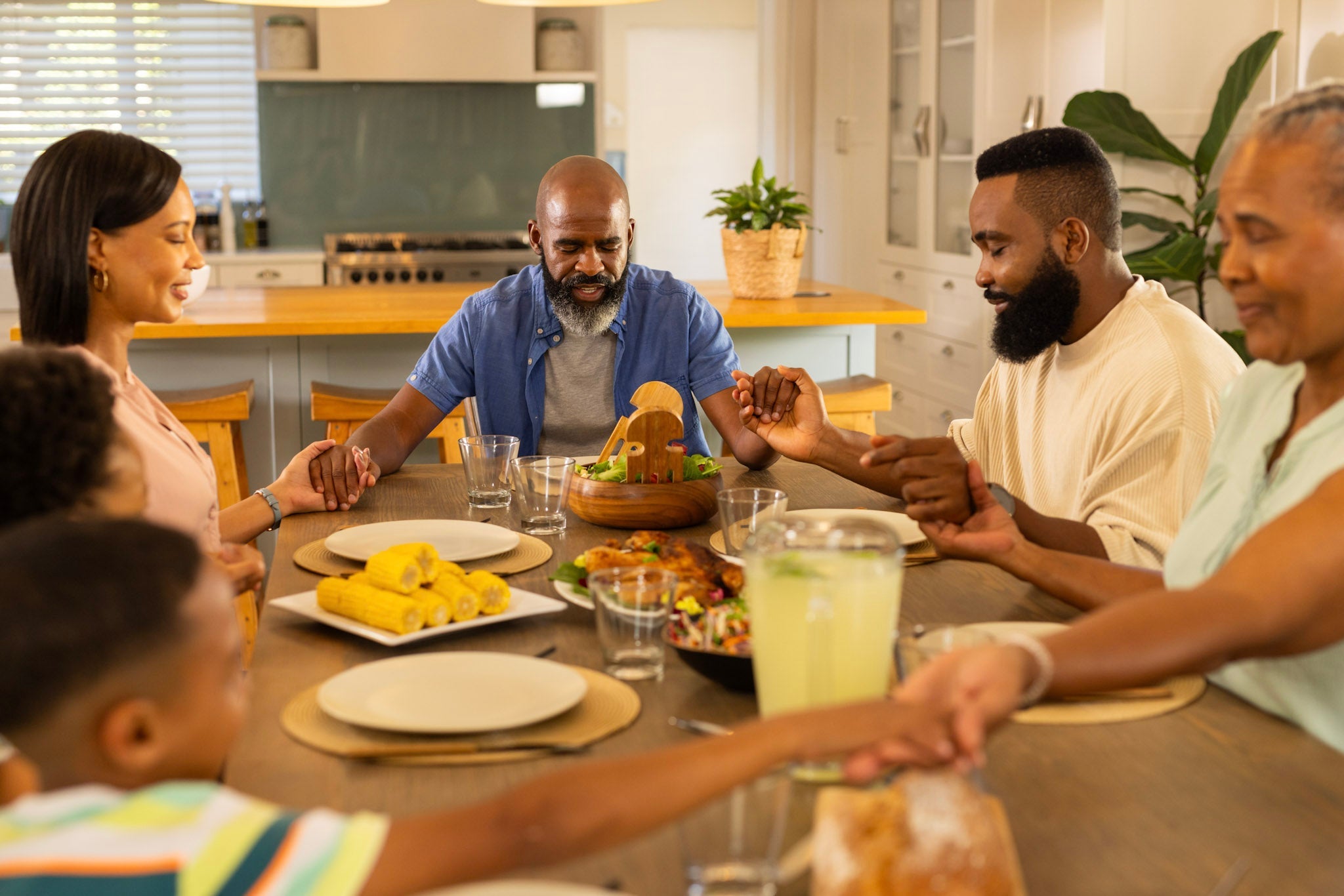 Family sitting together in the evening without digital distractions